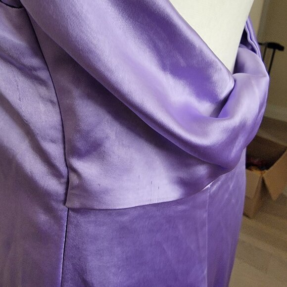 Lulus Perfectly Sleek Lavender Satin Halter Slip Midi Dress, #2302171, Sz M, $40 - Picture 8 of 14
